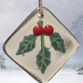 Fused Glass Holly Square